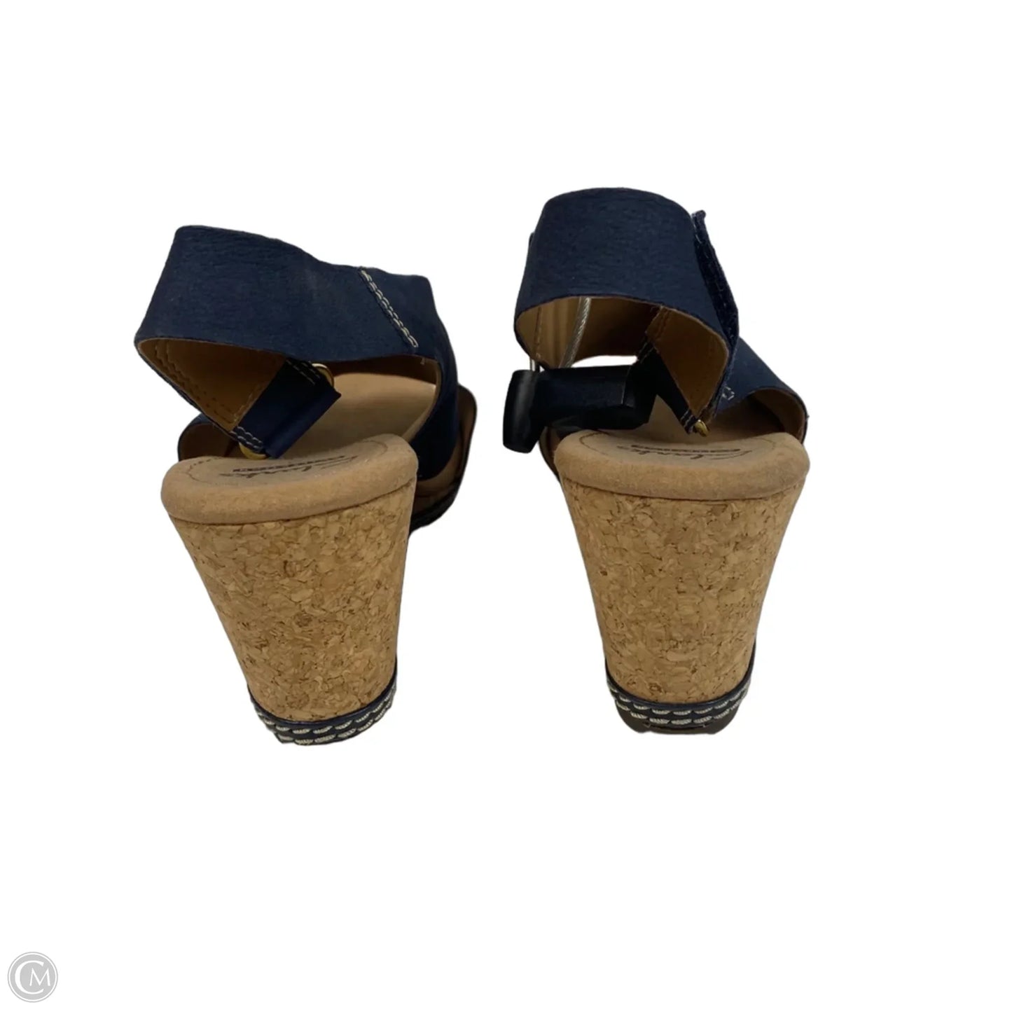 Shoes Heels Wedge By Clarks In Navy, Size: 8
