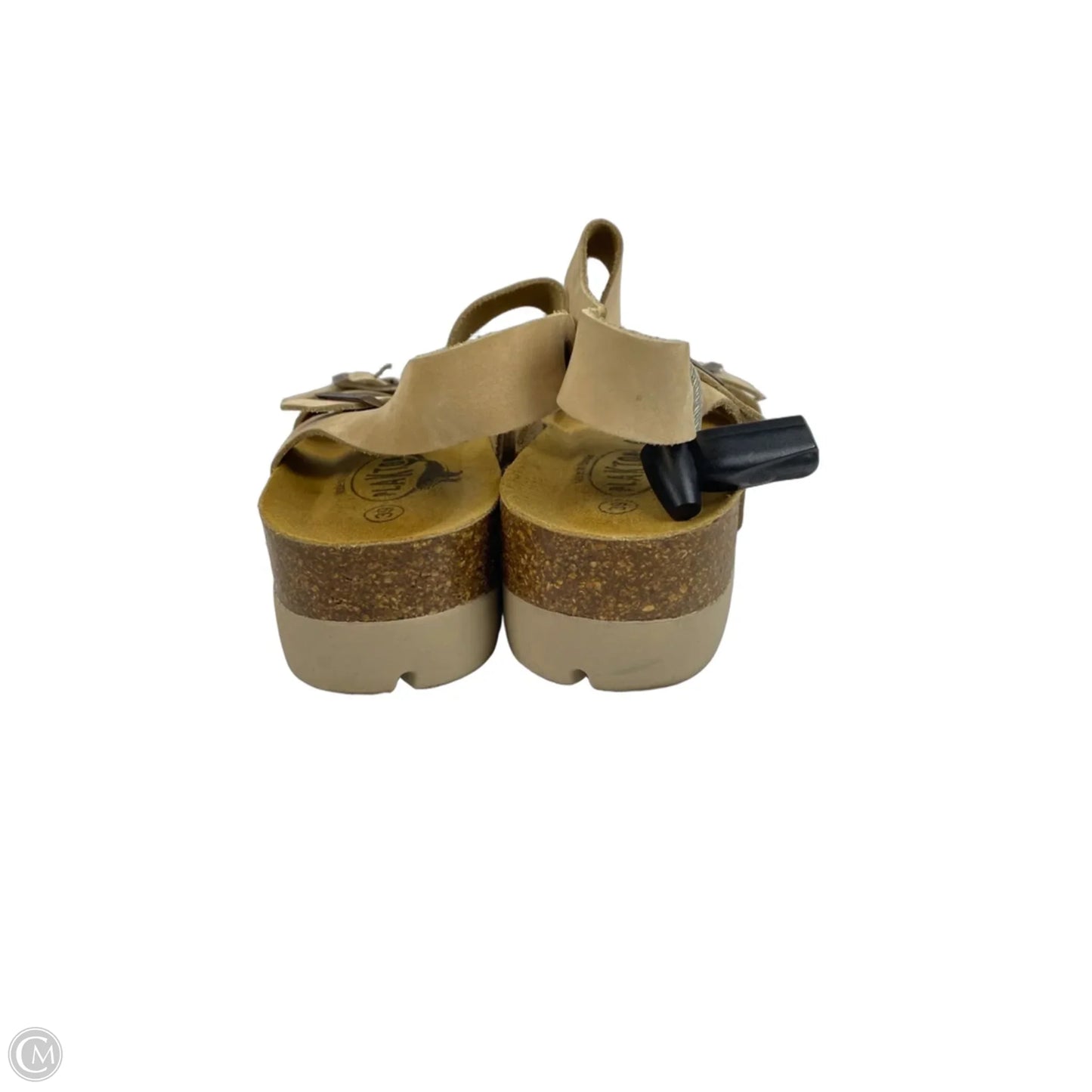 Sandals Heels Wedge By Clothes Mentor In Tan, Size: 8.5 (39)
