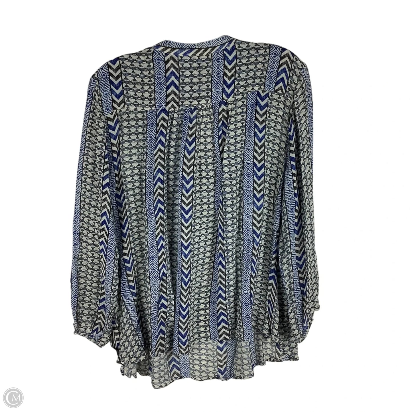 Top Long Sleeve By Lucky Brand In Blue & Grey, Size: 2x