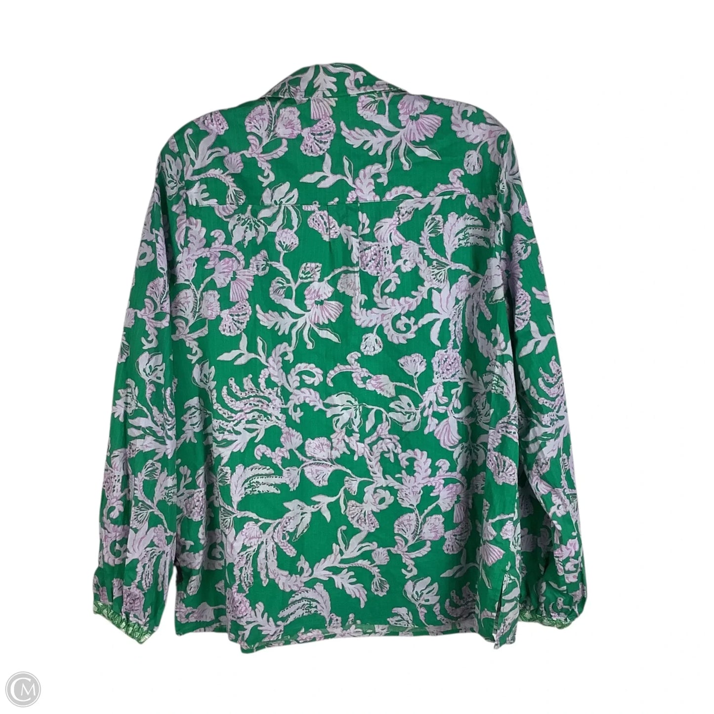 Top Long Sleeve Designer By Lilly Pulitzer In Green & Pink, Size: L