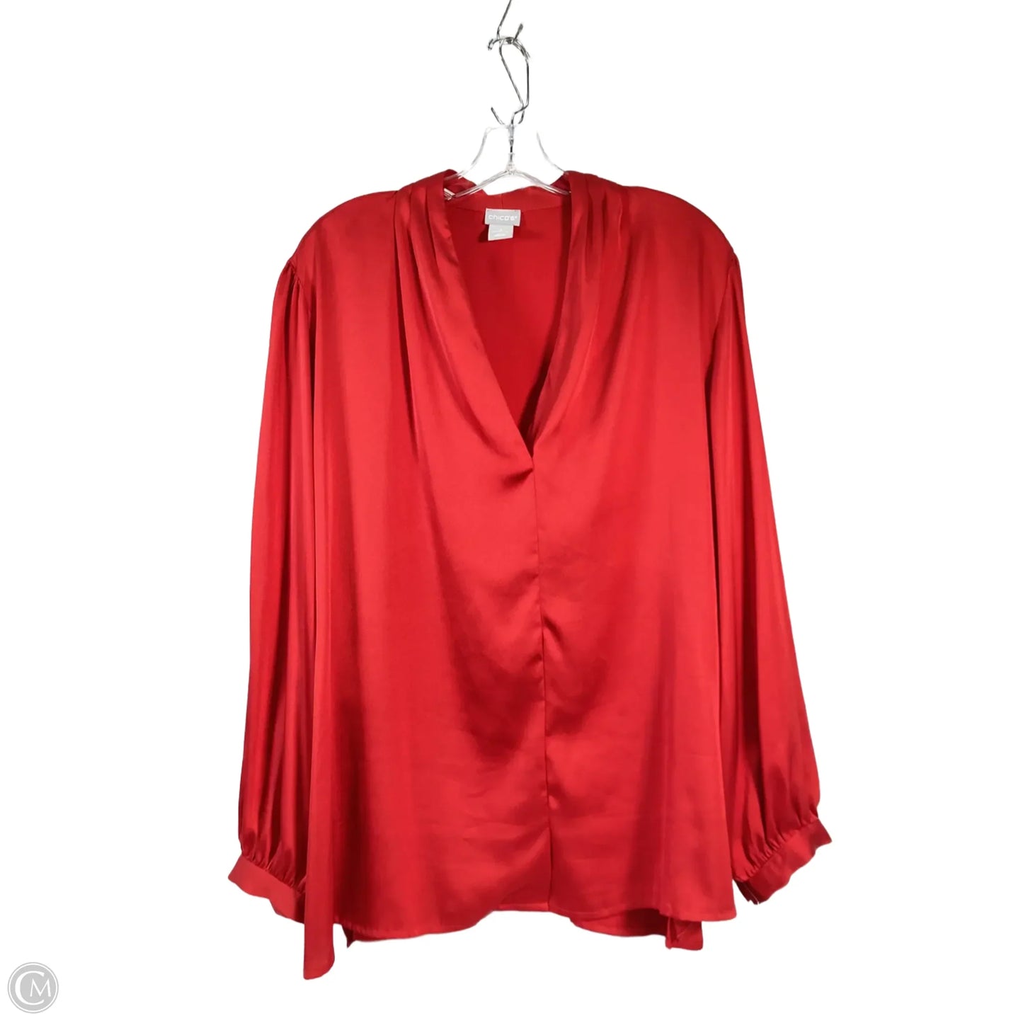 Blouse Long Sleeve By Chicos In Red, Size: Xl