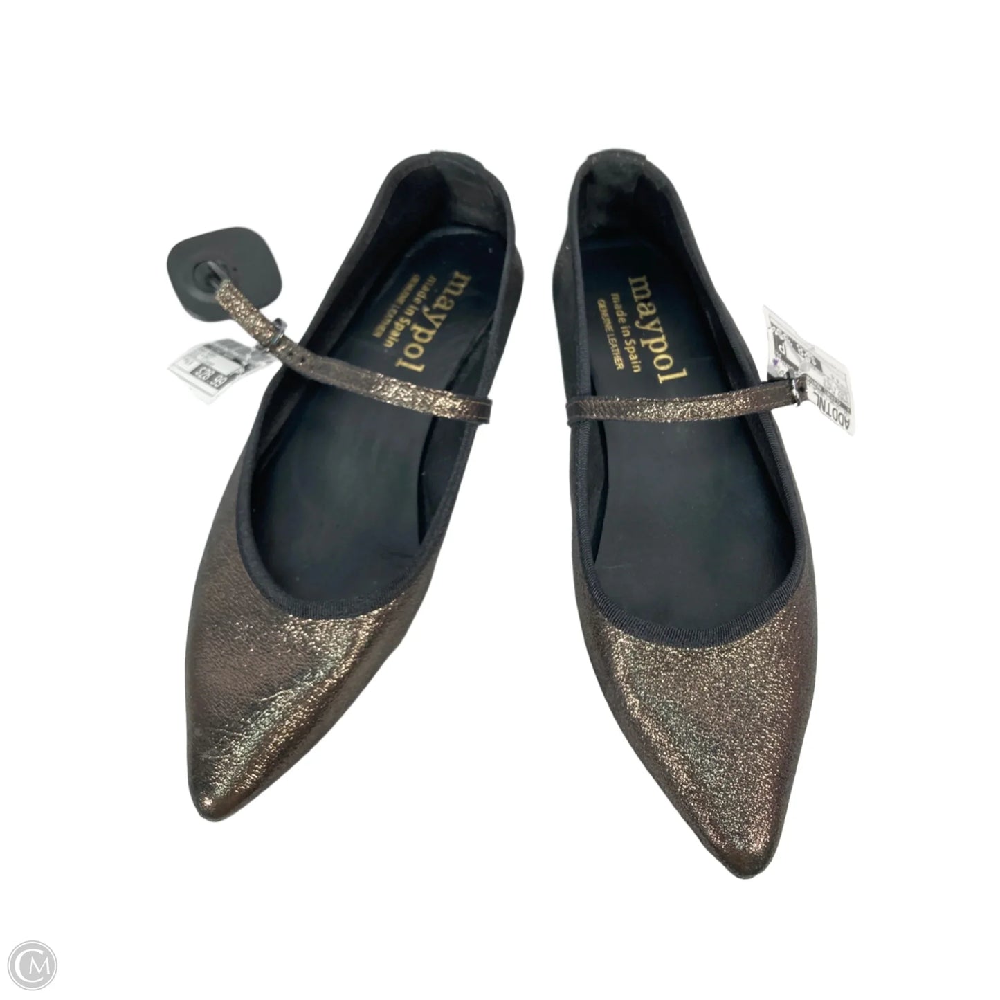 Shoes Flats By Clothes Mentor In Black & Gold, Size: 8.5