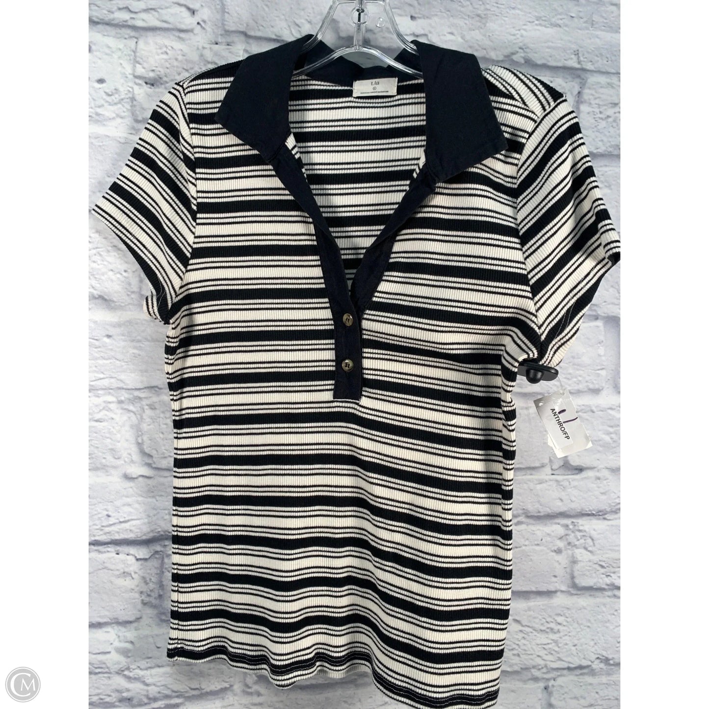 Top Short Sleeve By T.la In Black & Cream, Size: L