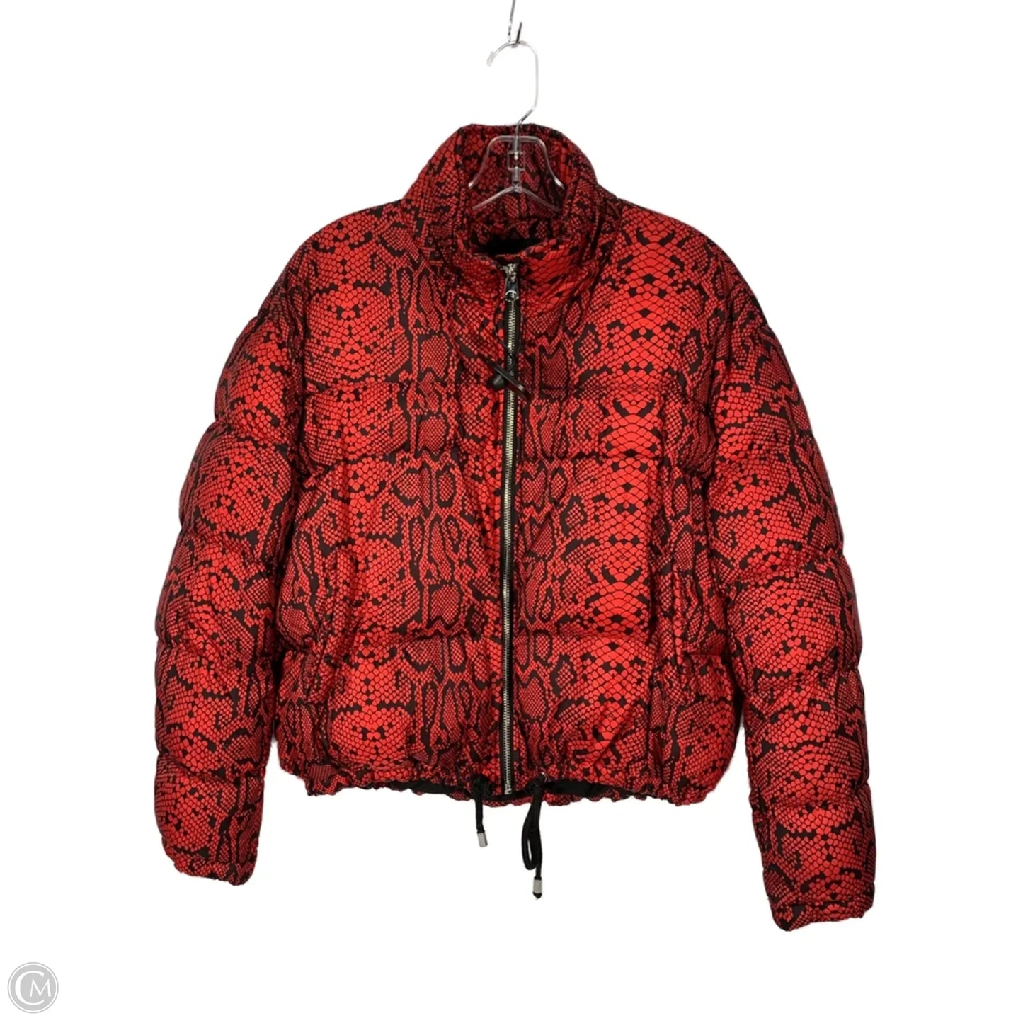 Jacket Puffer & Quilted By Zara In Black & Red, Size: M