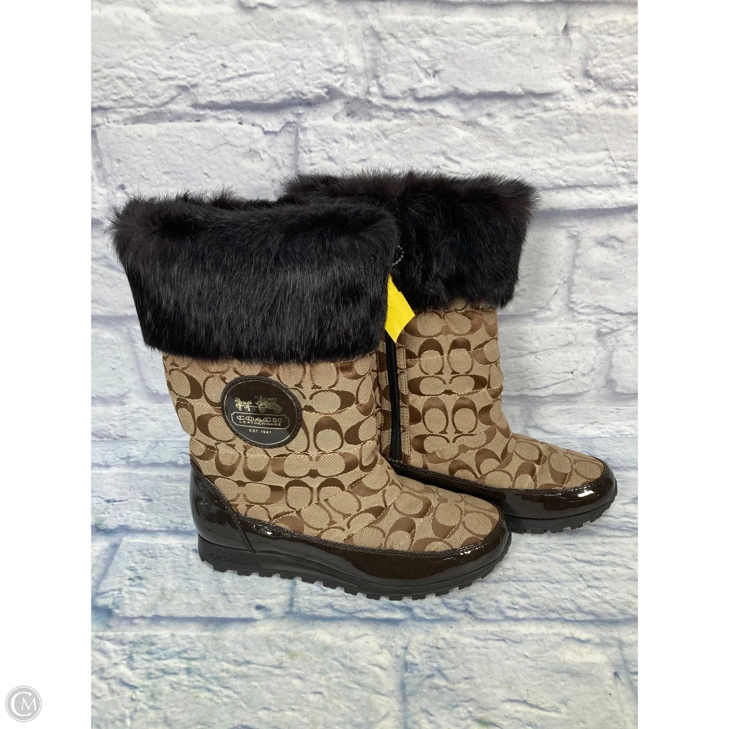 Boots Designer By Coach In Brown, Size: 9