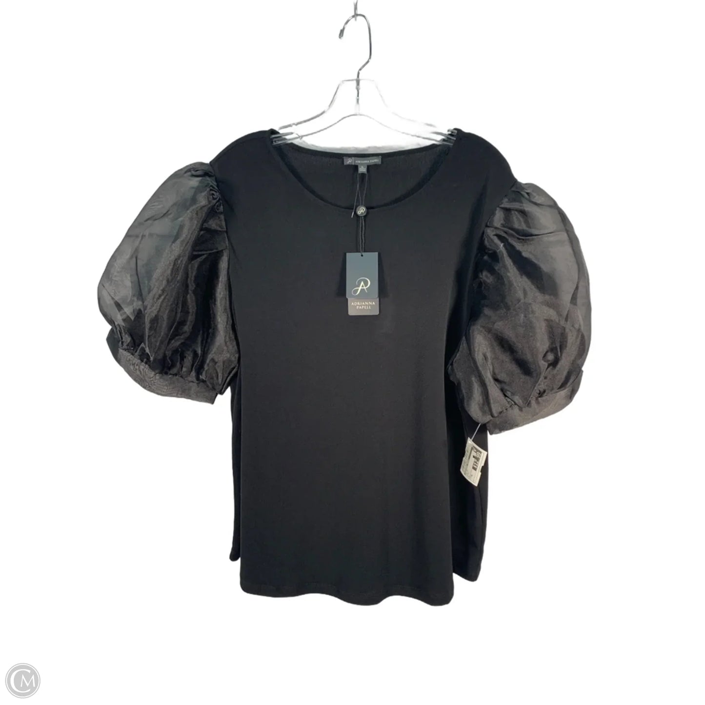Top Short Sleeve By Adrianna Papell In Black, Size: Xl