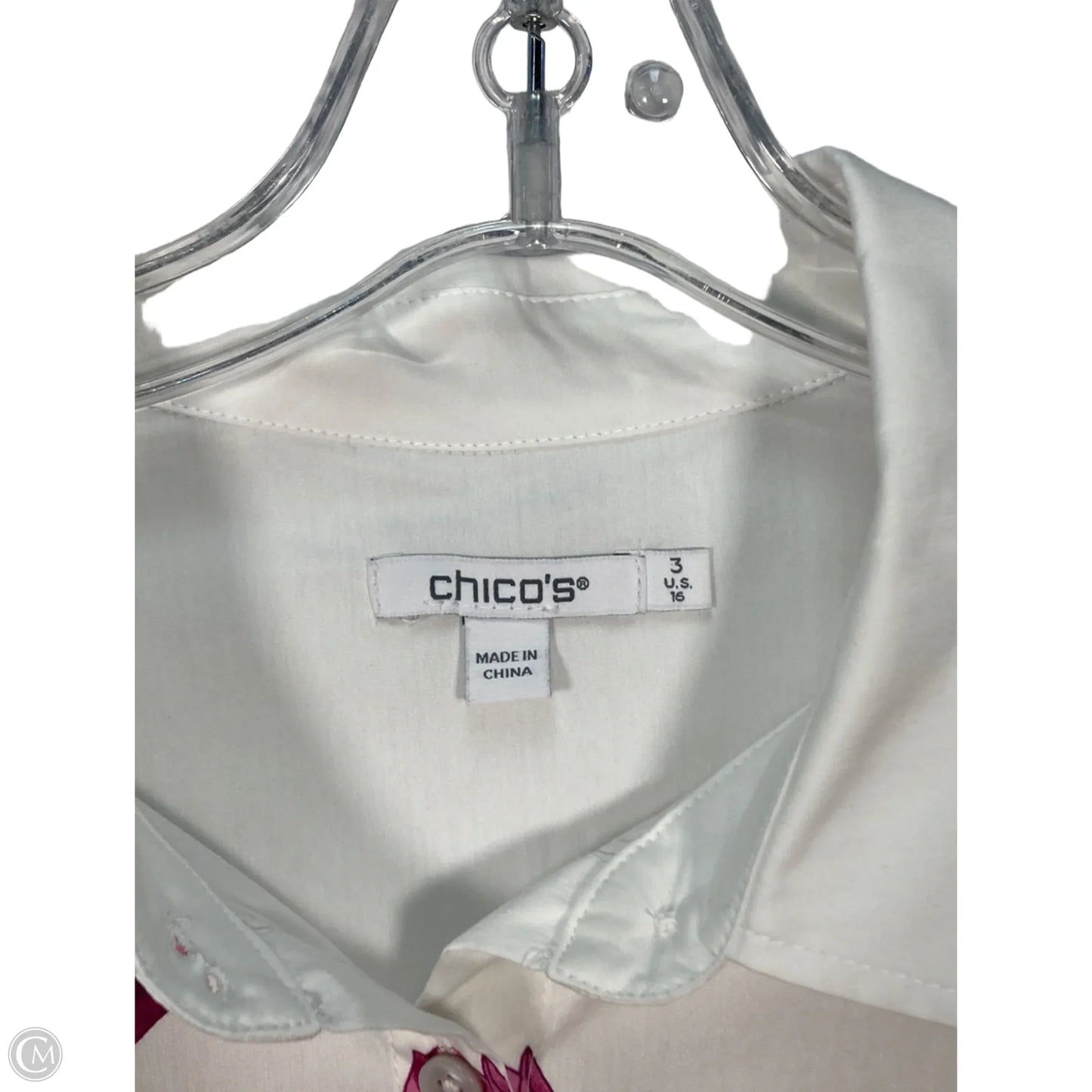 Top Long Sleeve By Chicos In White, Size: Xl