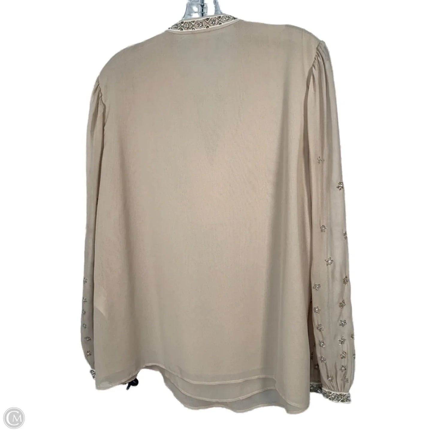 Blouse Long Sleeve By Chicos In Tan, Size: L