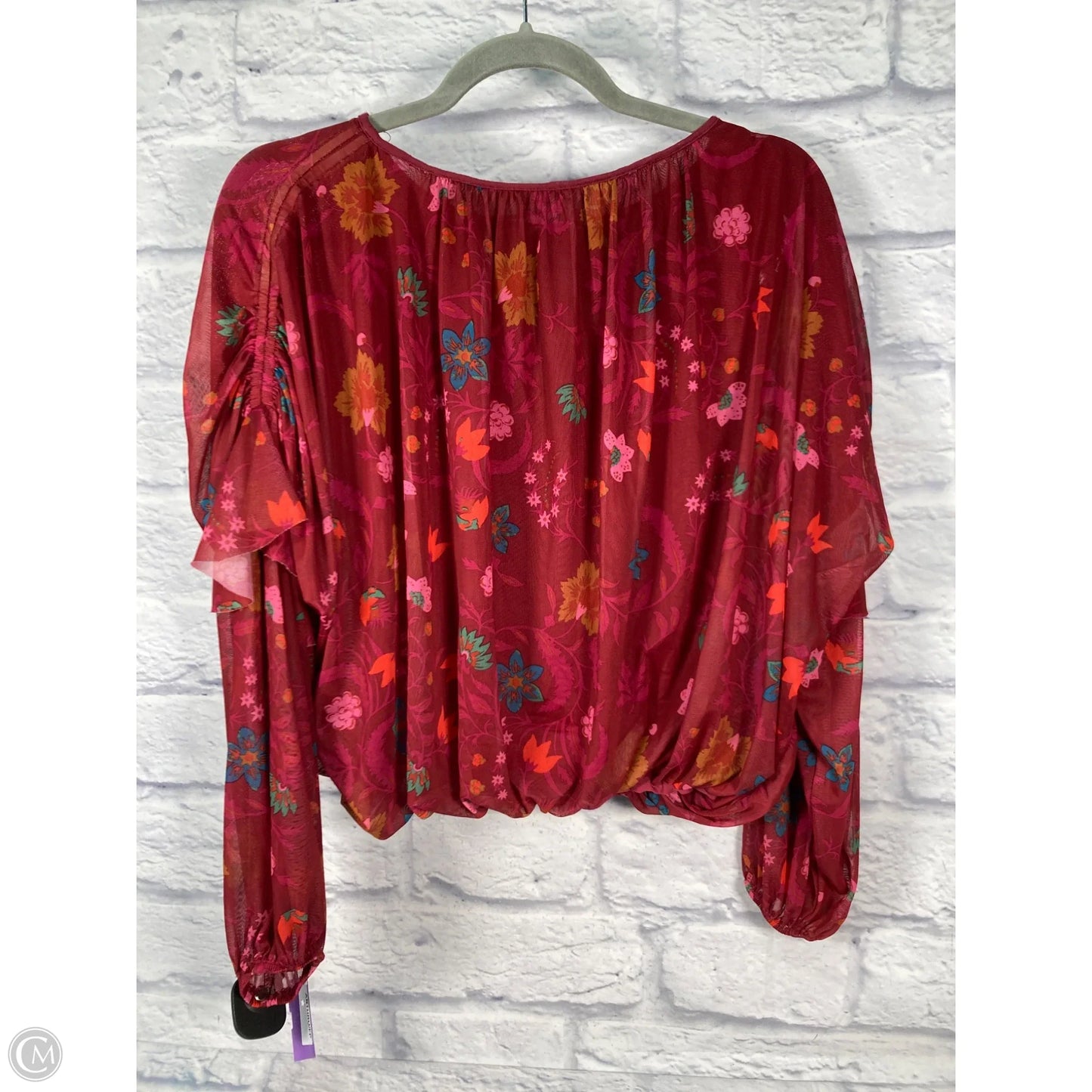 Blouse Long Sleeve By Free People In Red, Size: Xs
