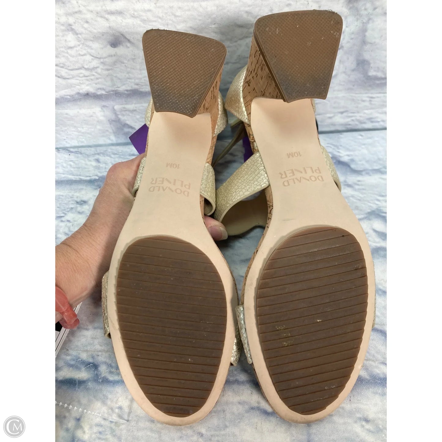 Sandals Heels Block By Donald Pliner In Gold, Size: 10