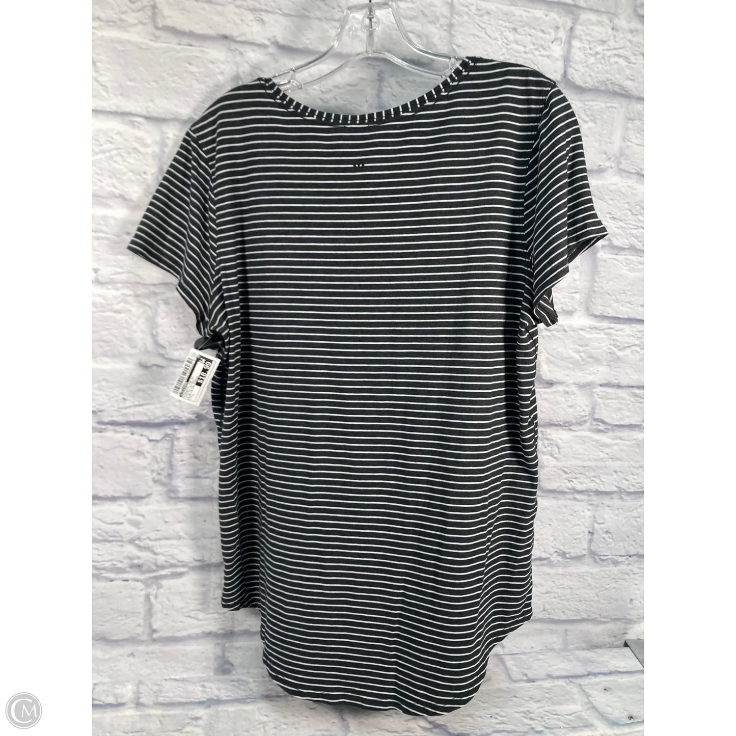 Athletic Top Short Sleeve By Lululemon In Striped Pattern, Size: L