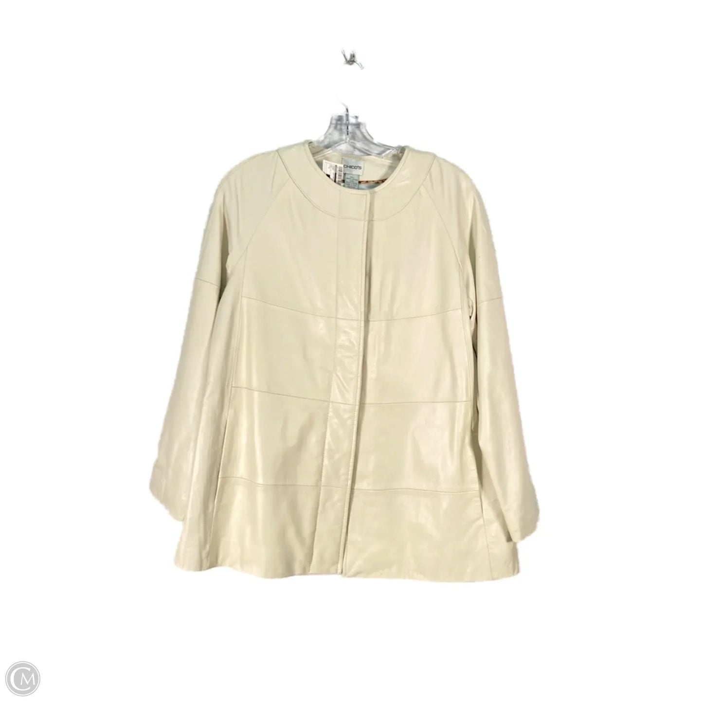 Jacket Leather By Chicos In Cream, Size: S