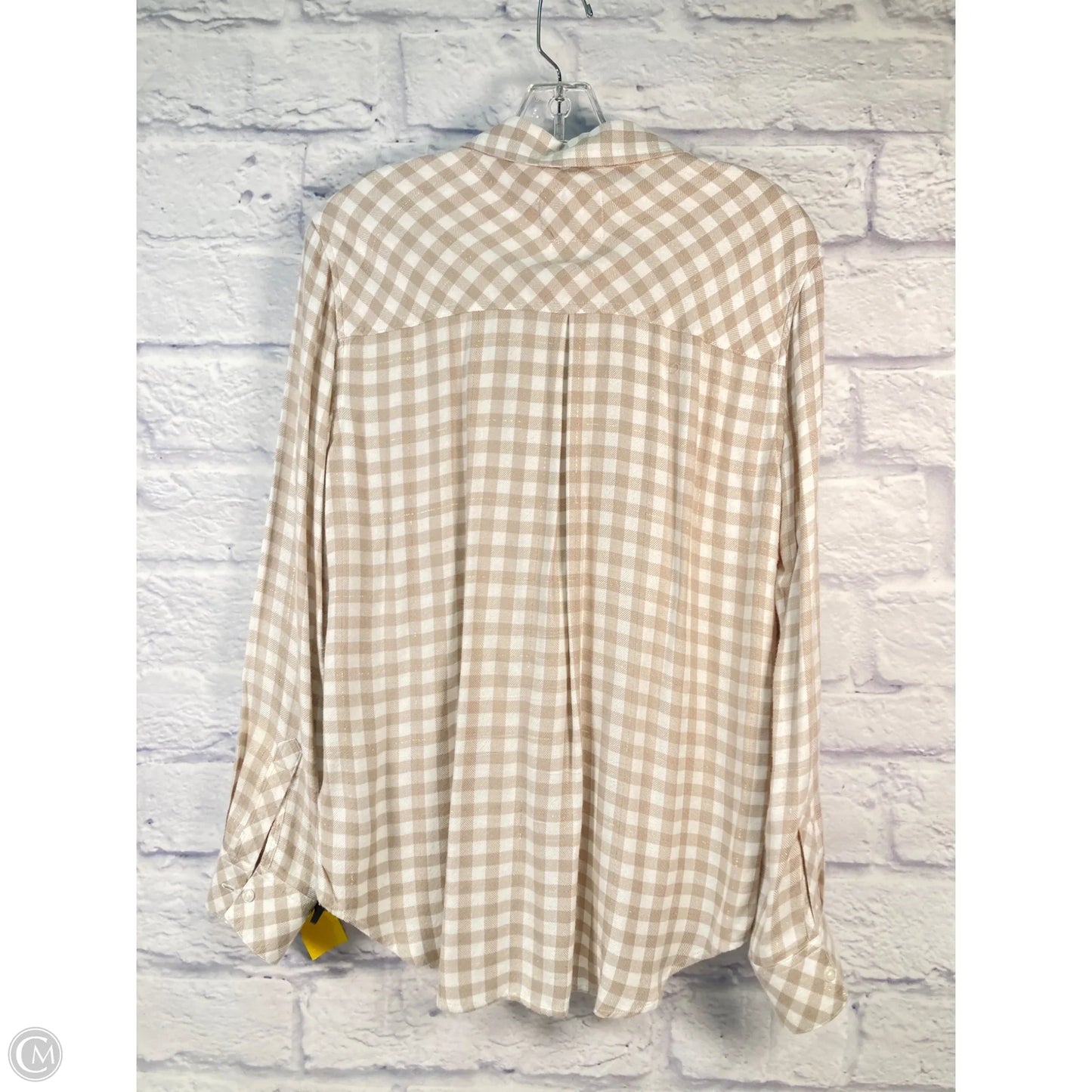 Blouse Long Sleeve By Rails In Tan & White, Size: S