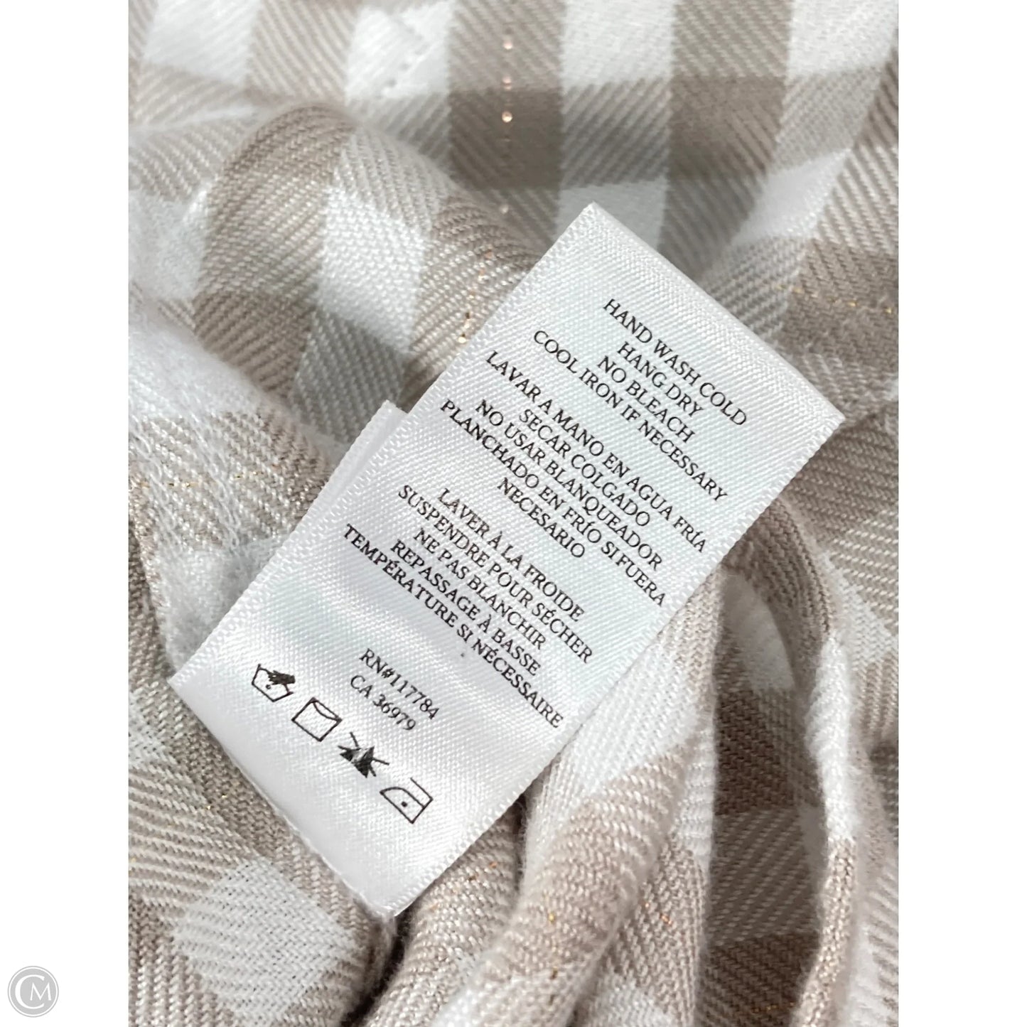 Blouse Long Sleeve By Rails In Tan & White, Size: S