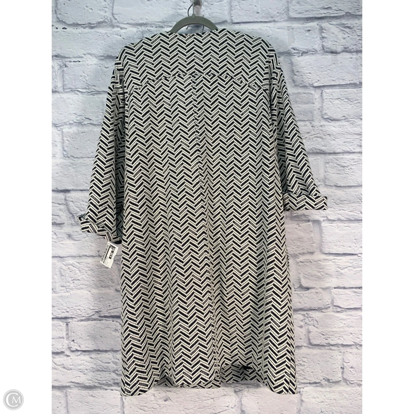 Coat Peacoat By Chicos In Black & Cream, Size: L