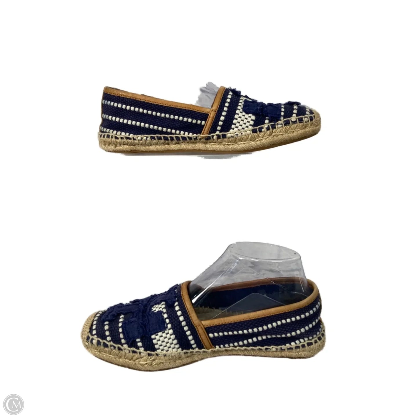 Shoes Designer By Tory Burch In Blue & Cream, Size: 7.5