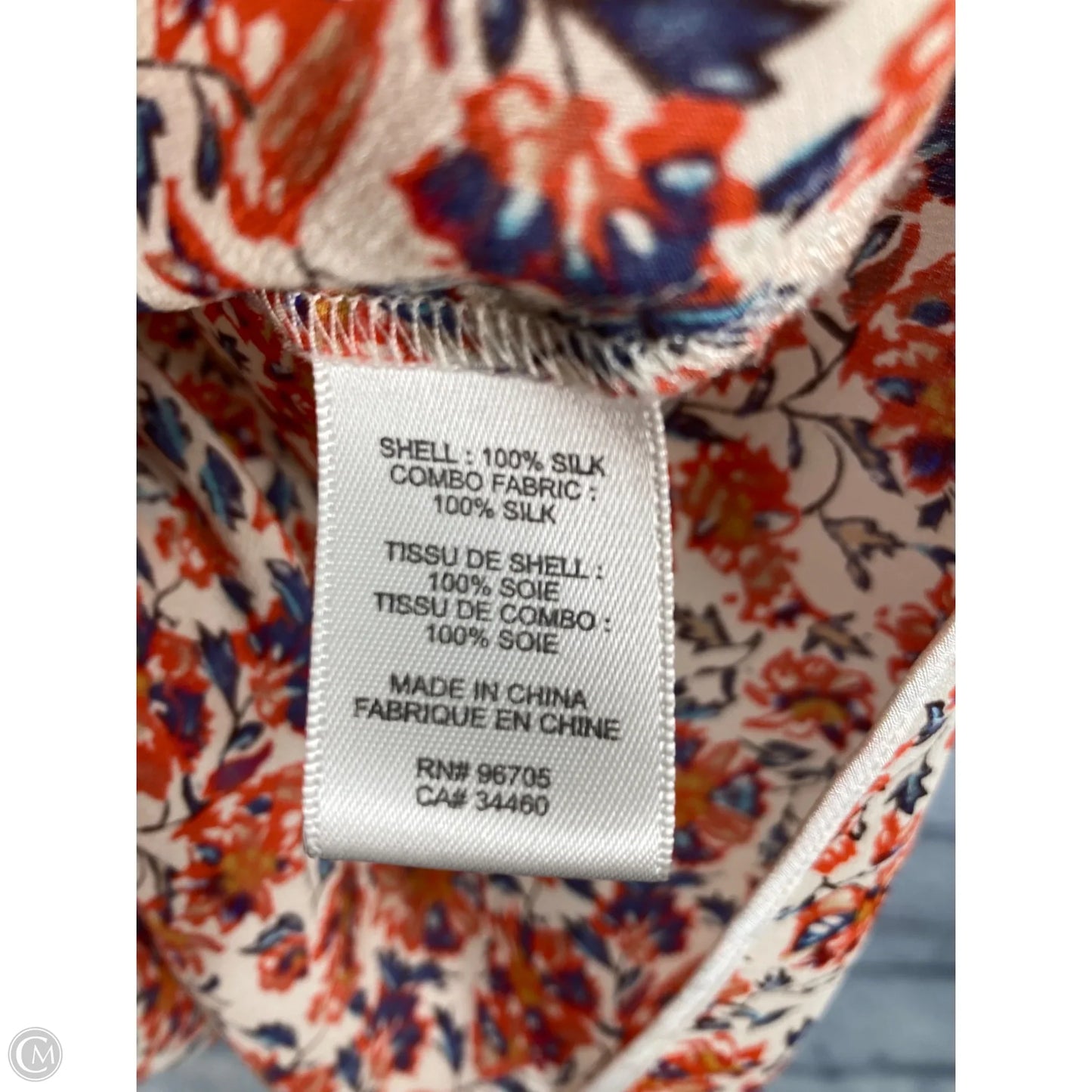 Top Short Sleeve By Rebecca Taylor In Blue & Orange, Size: M