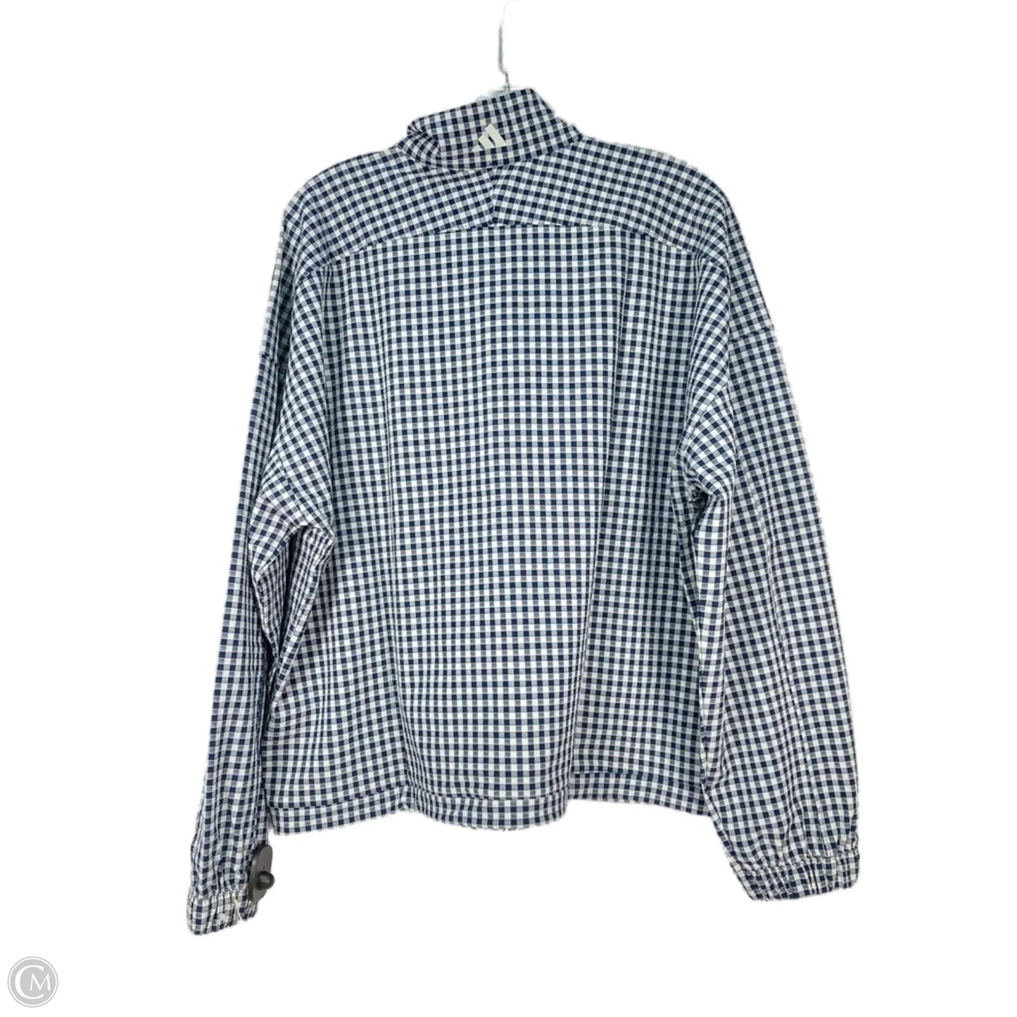 Jacket Windbreaker By Adidas In Blue & White, Size: L