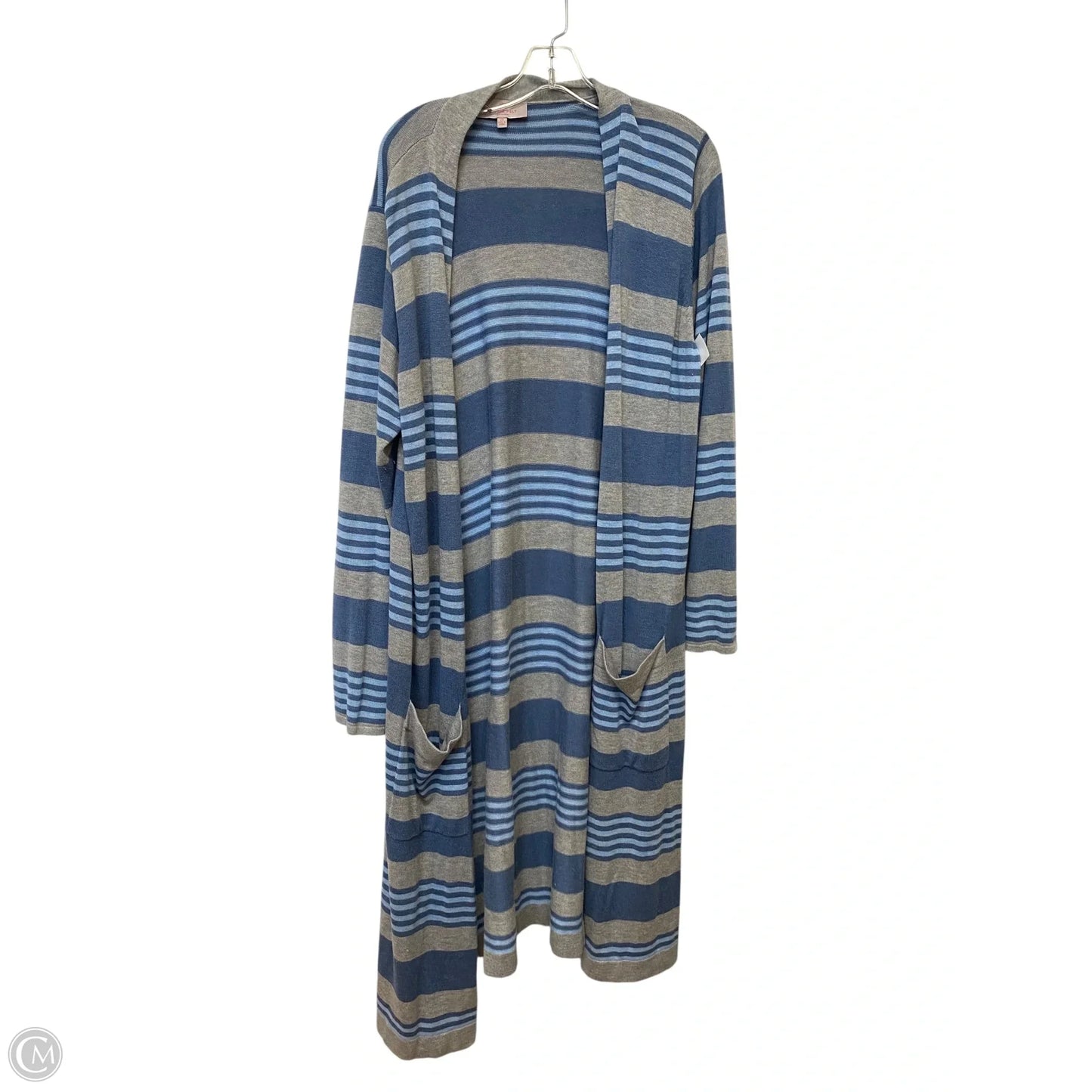 Cardigan By Laurie Felt In Blue & Grey, Size: 2x