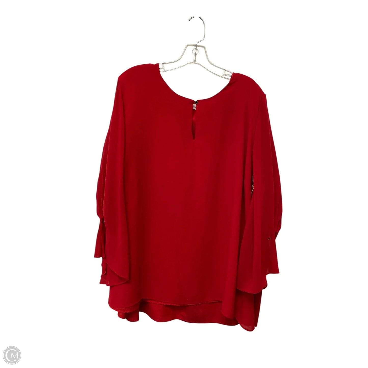 Top Long Sleeve By Calvin Klein In Red, Size: 3x