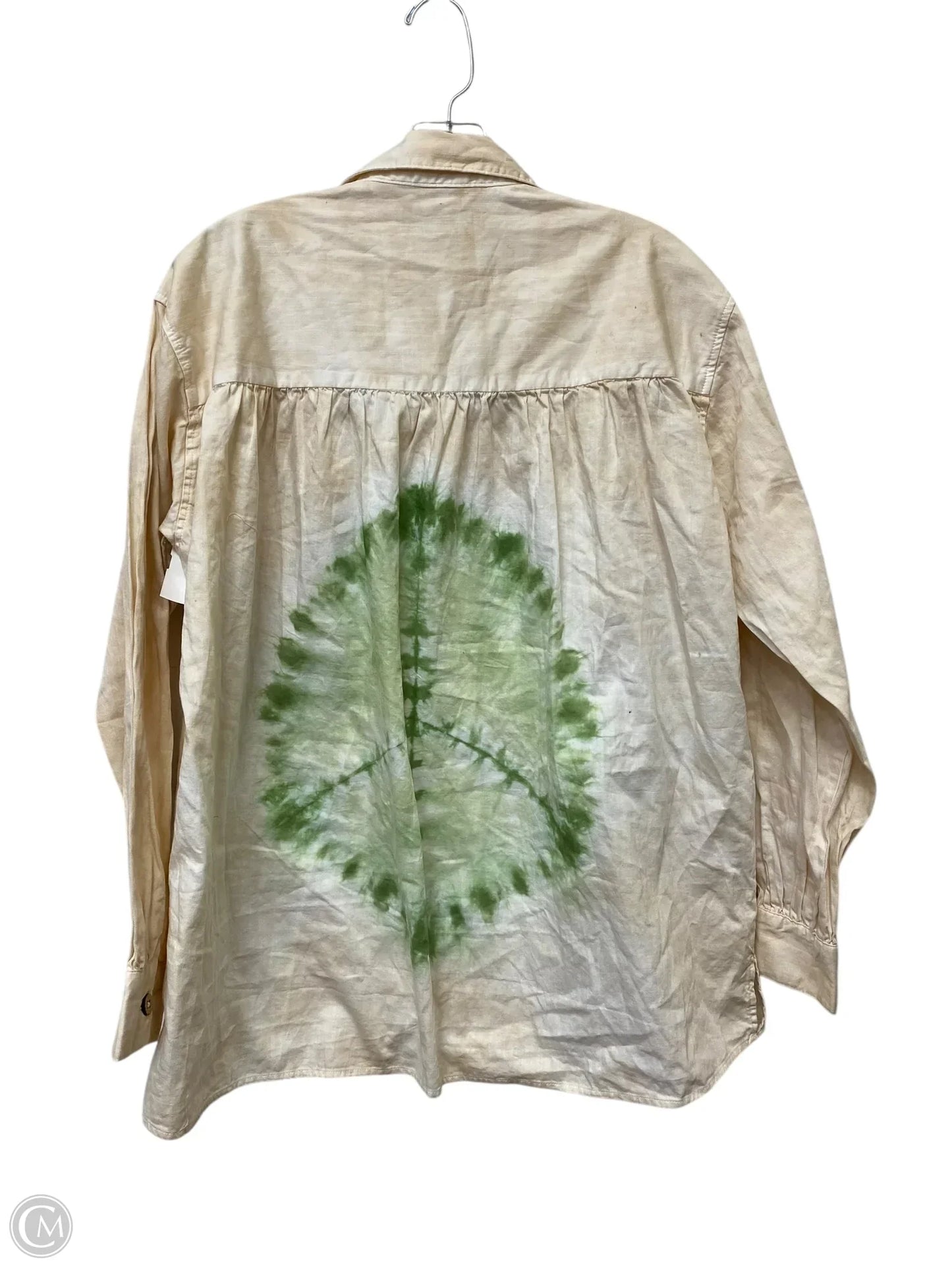 Top Long Sleeve By Forever 21 In Cream, Size: S