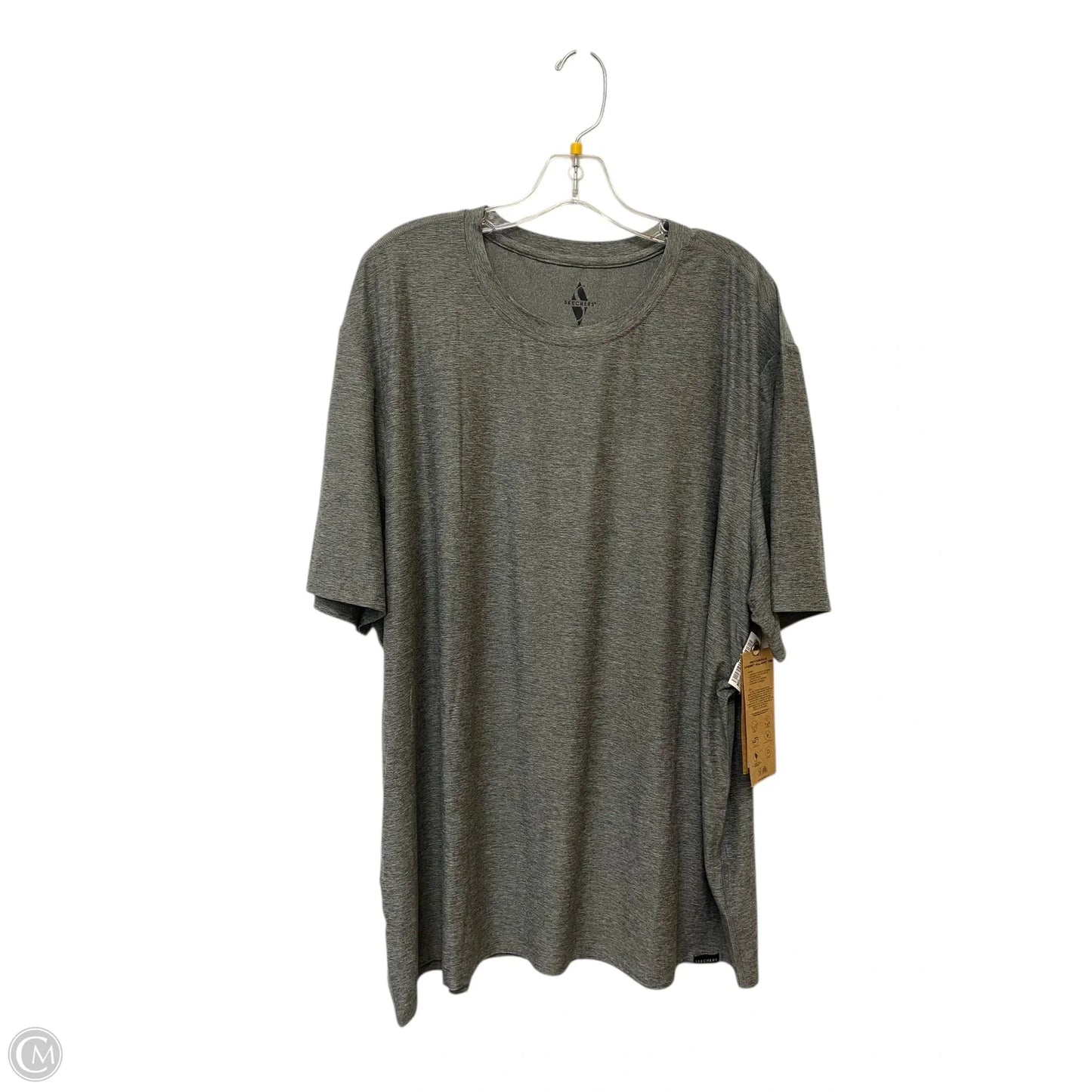 Athletic Top Short Sleeve By Skechers In Grey, Size: 2x