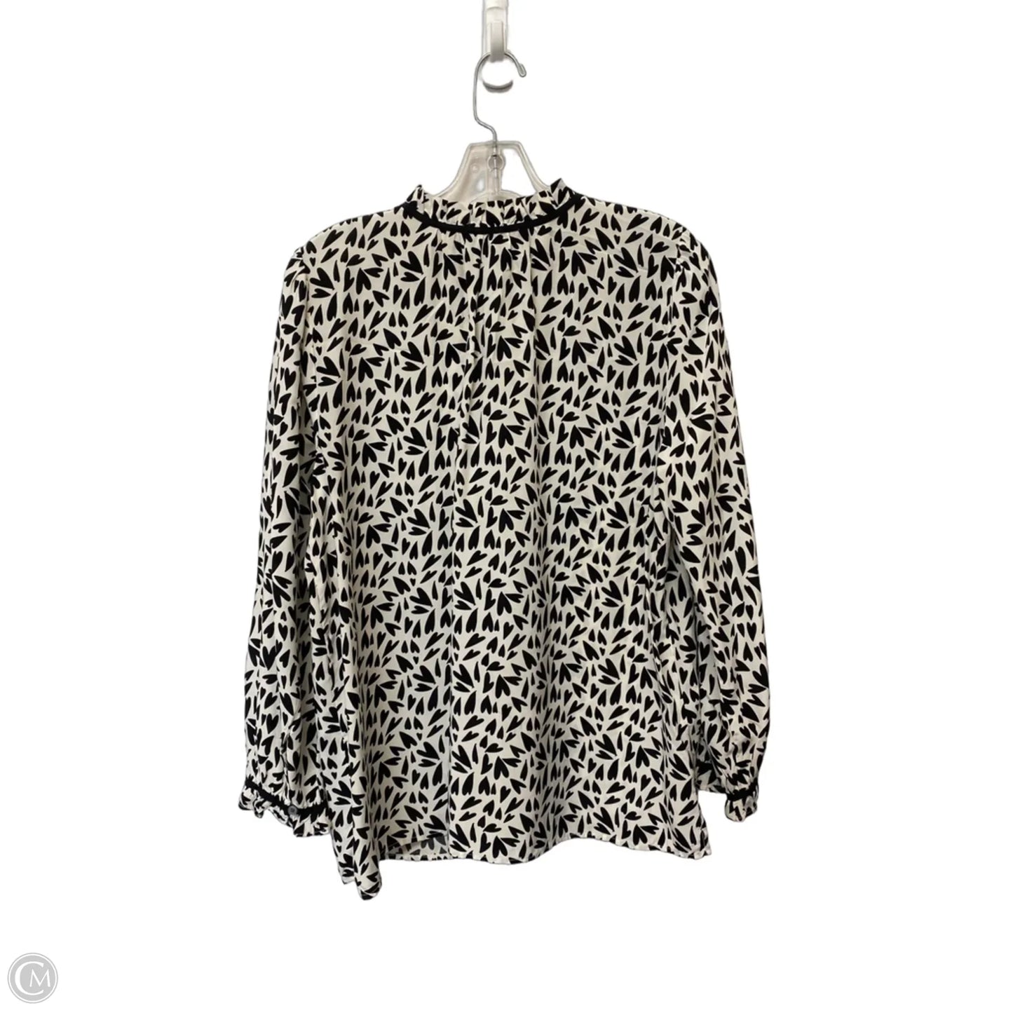 Top Long Sleeve By Loft In Black & Cream, Size: M