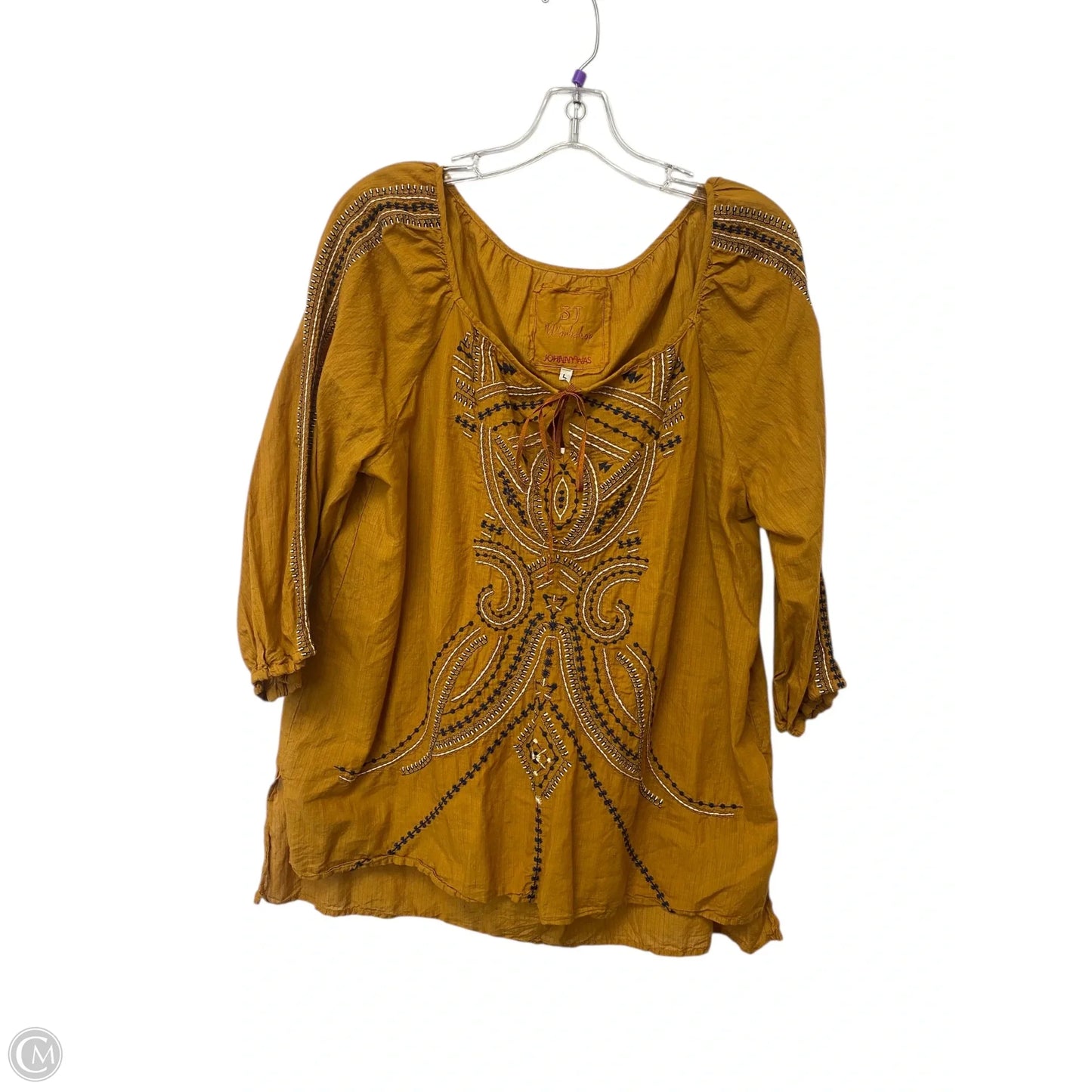 Top Long Sleeve By Johnny Was In Yellow, Size: L