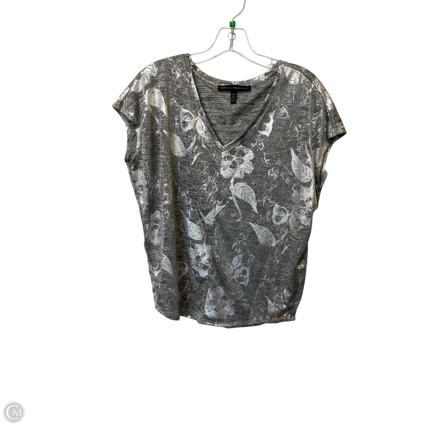 Top Short Sleeve Basic By White House Black Market In Silver, Size: Xs