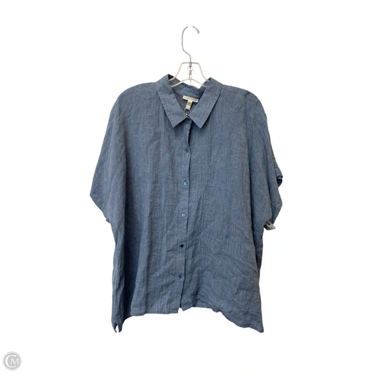 Top Short Sleeve By Eileen Fisher In Blue, Size: 2x