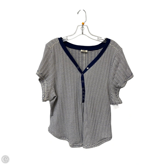 Top Short Sleeve By Pilcro In Blue & Cream, Size: 3x