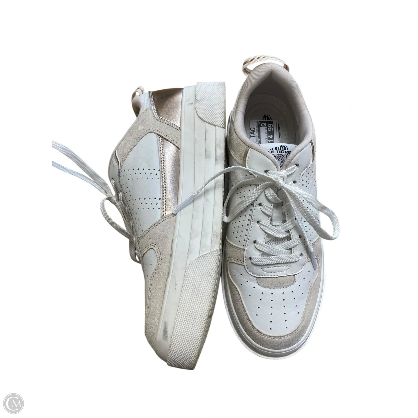 Shoes Sneakers By Clothes Mentor In Cream & White, Size: 9.5