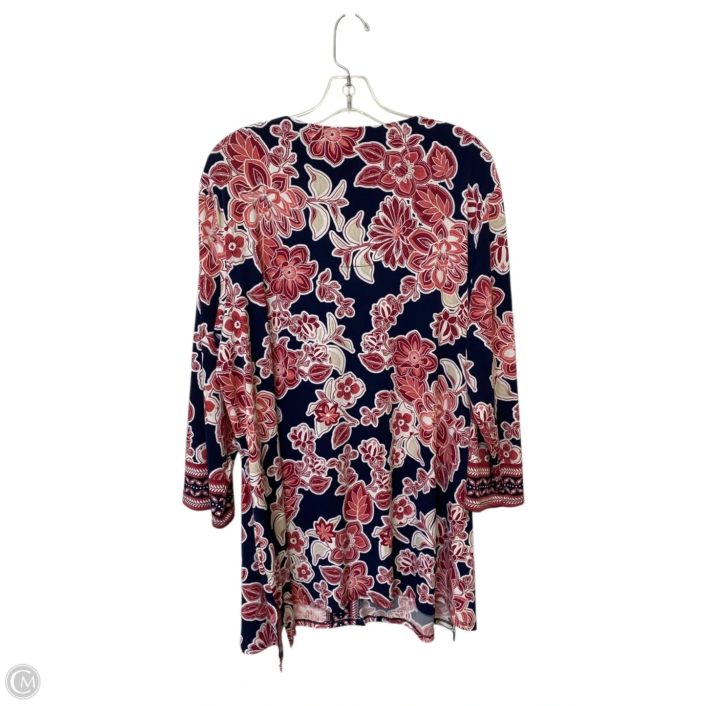 Top Long Sleeve By Jm Collections In Blue & Red, Size: 3x