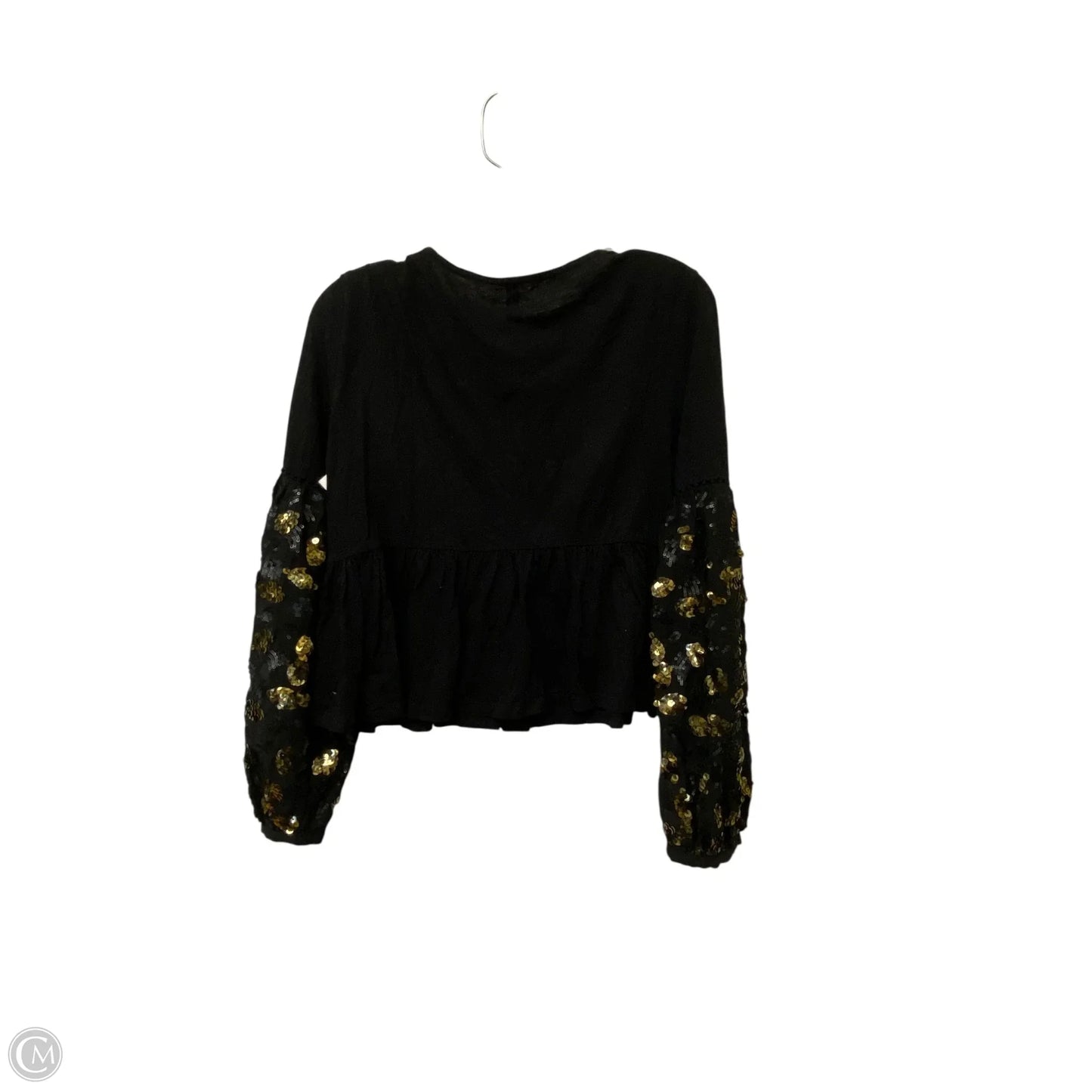 Top Long Sleeve By Anthropologie In Black & Gold, Size: M