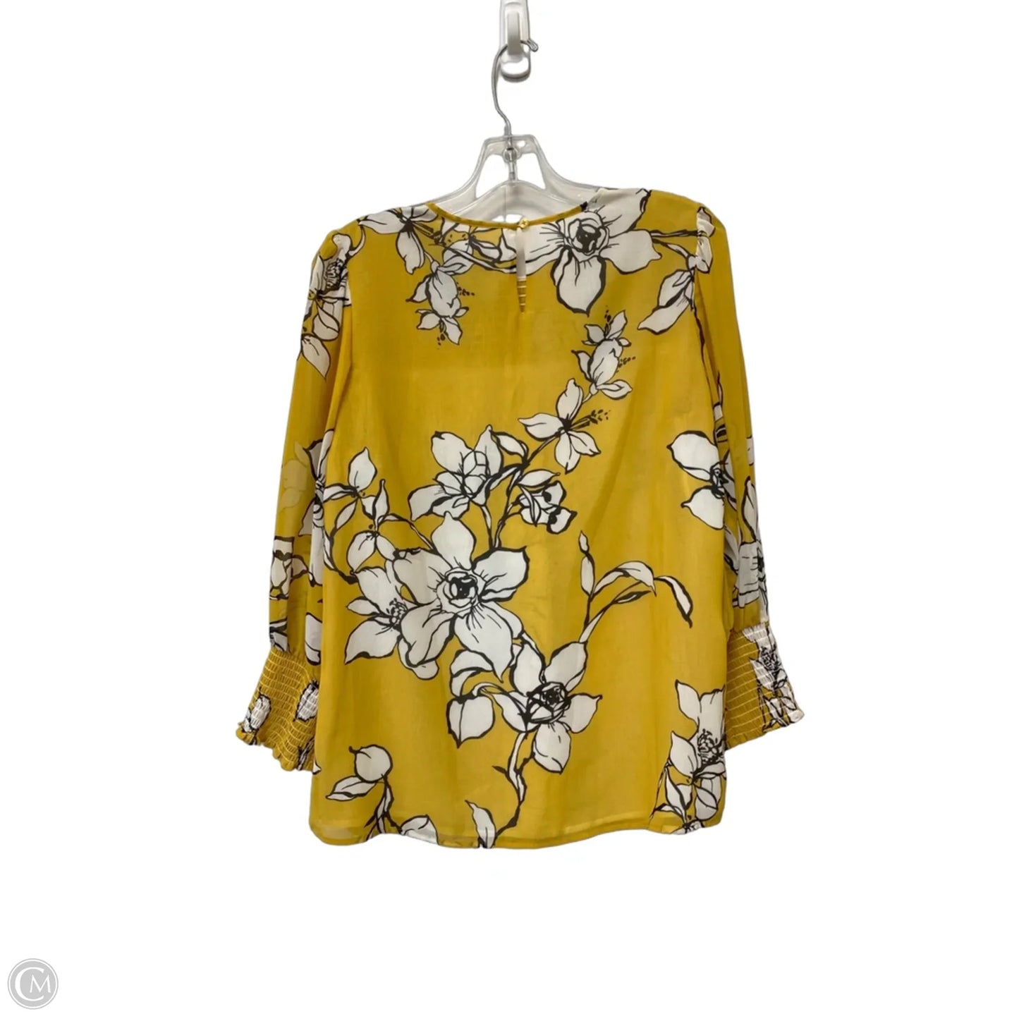 Top Long Sleeve By Calvin Klein In Yellow, Size: M
