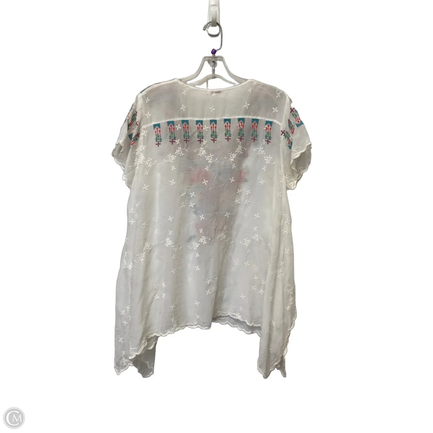 Top Short Sleeve By Johnny Was In White, Size: M