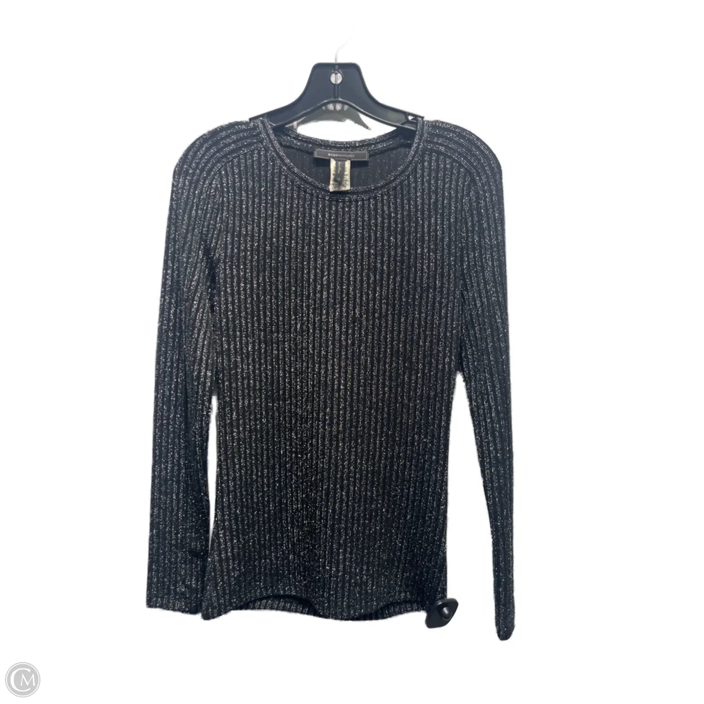 Top Long Sleeve By Bcbgmaxazria In Black & Silver, Size: Xs