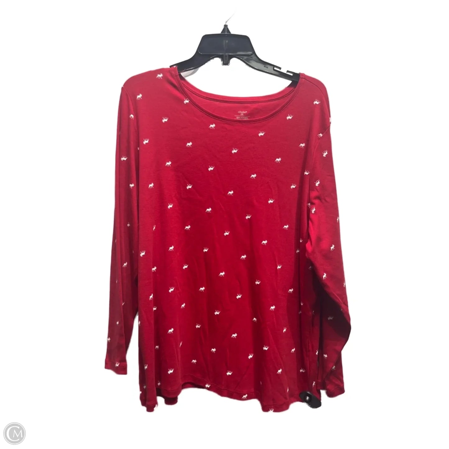 Top Long Sleeve Basic By Cj Banks In Red & White, Size: 2x