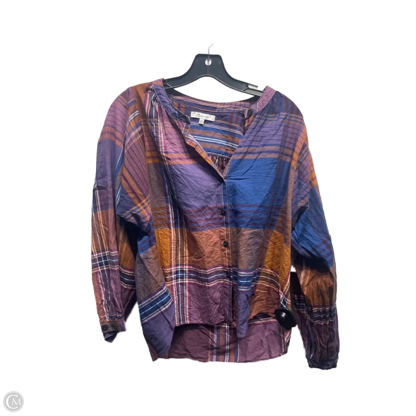 Top Long Sleeve By Madewell In Blue & Tan, Size: S