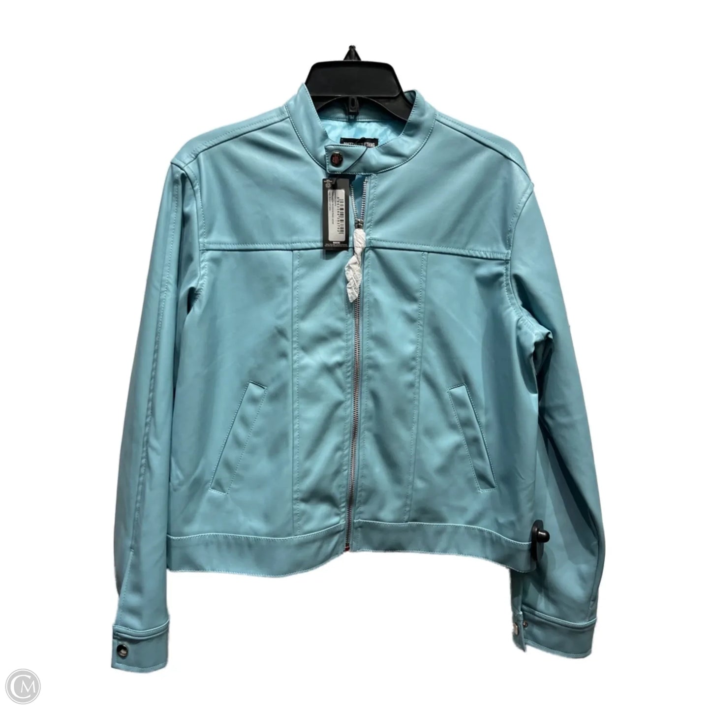 Jacket Moto By Pretty Little Thing In Blue, Size: 0