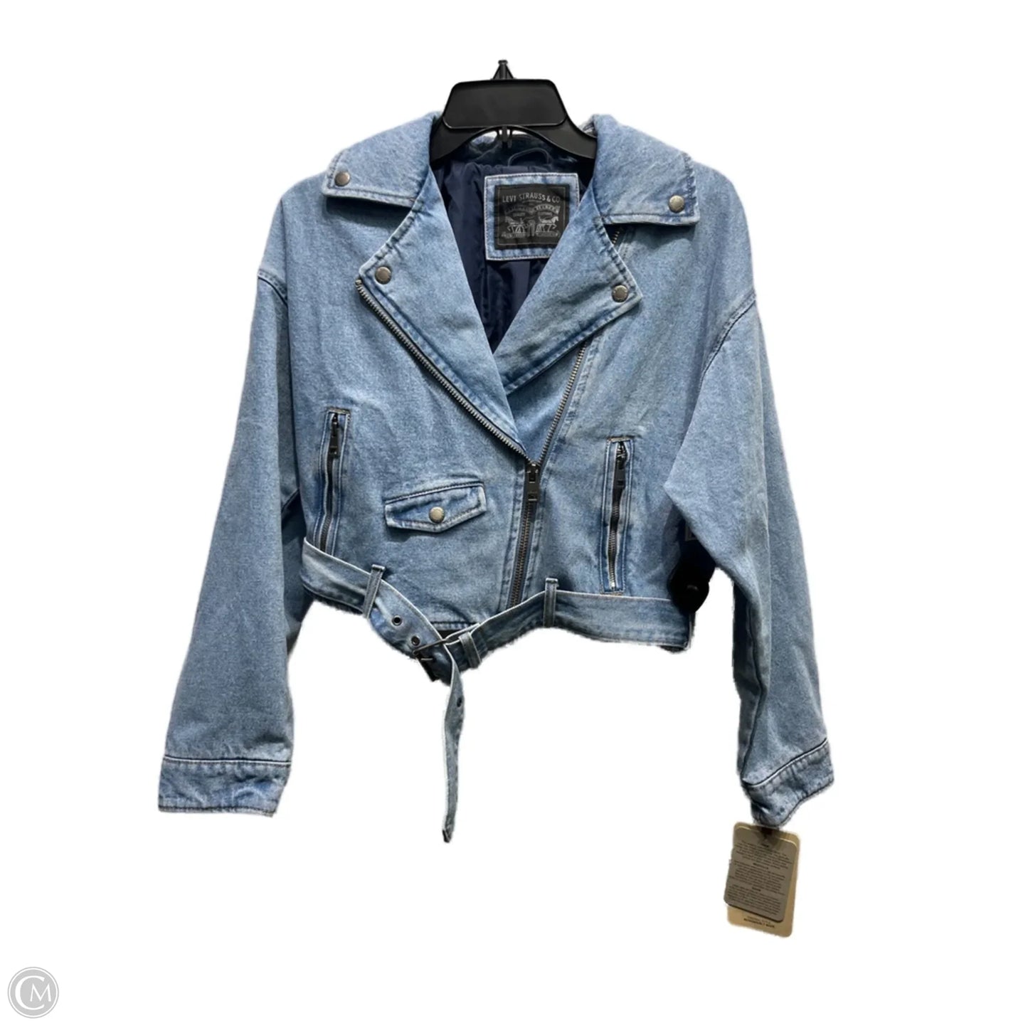 Jacket Moto By Levis In Blue Denim, Size: S