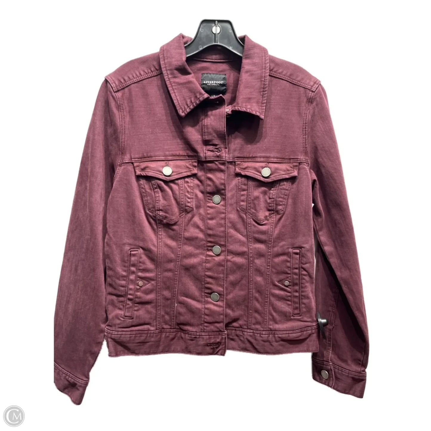 Jacket Denim By Liverpool In Maroon, Size: S