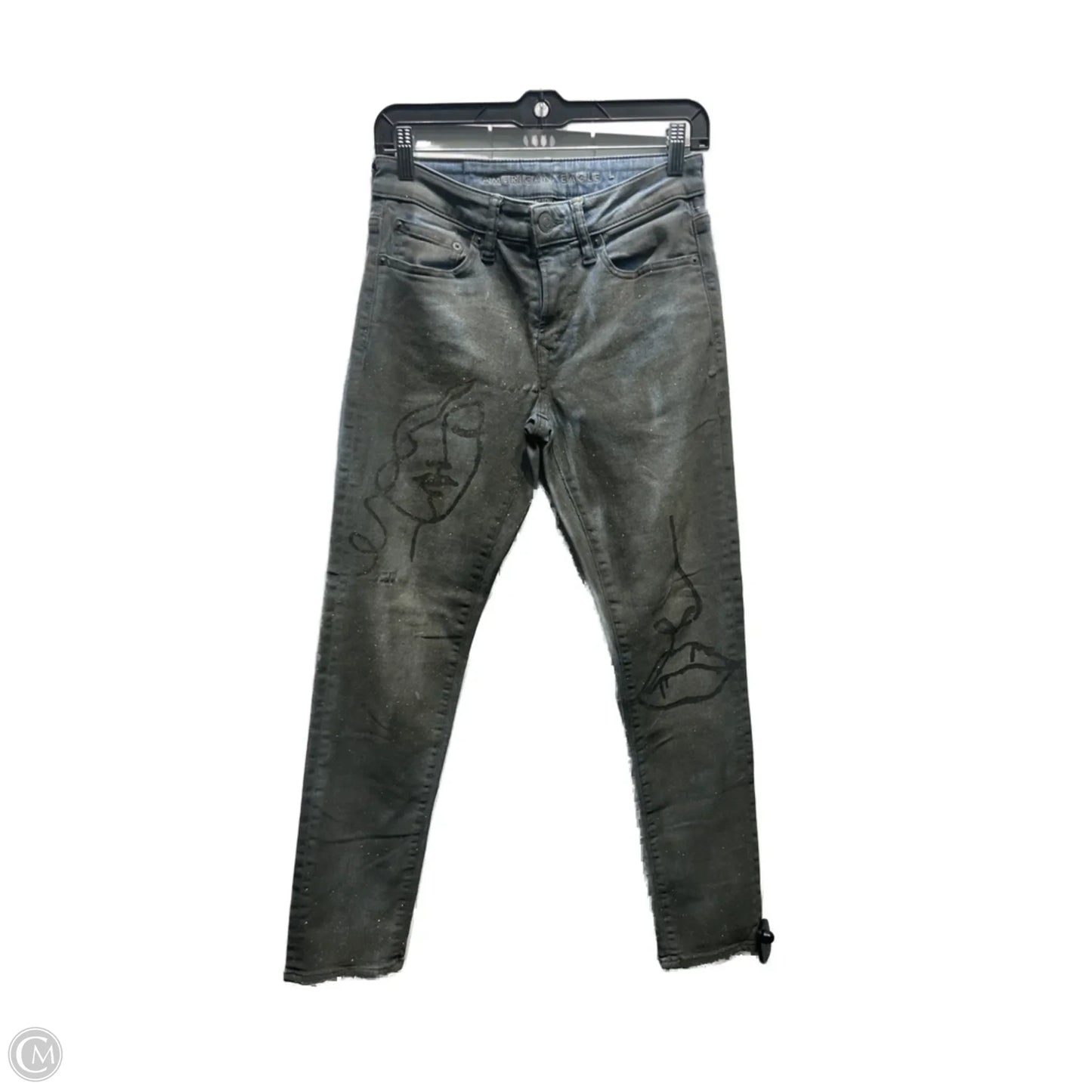 Jeans Skinny By American Eagle In Blue & Grey, Size: M