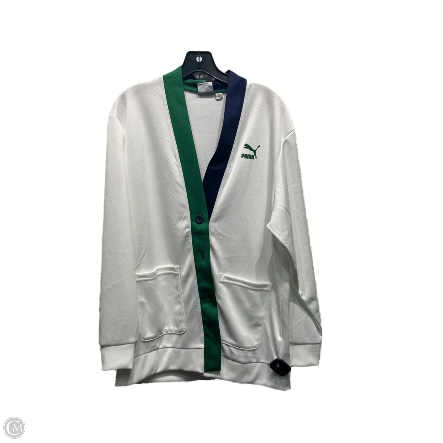 Sweater Cardigan By Puma In Blue & Green, Size: M