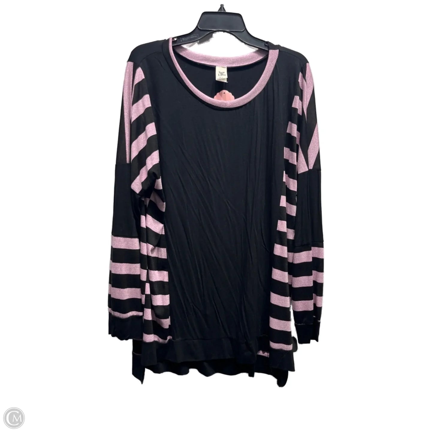 Top Long Sleeve By Sew In Love In Black & Purple, Size: 3x