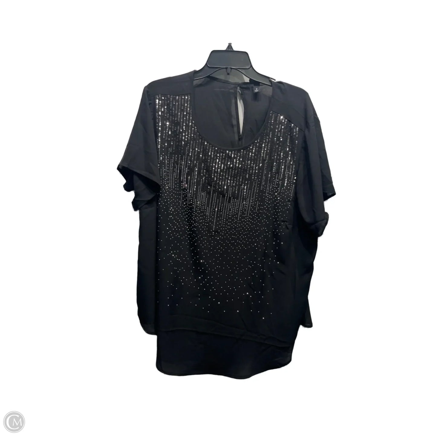Blouse Short Sleeve By Torrid In Black & Silver, Size: 2x