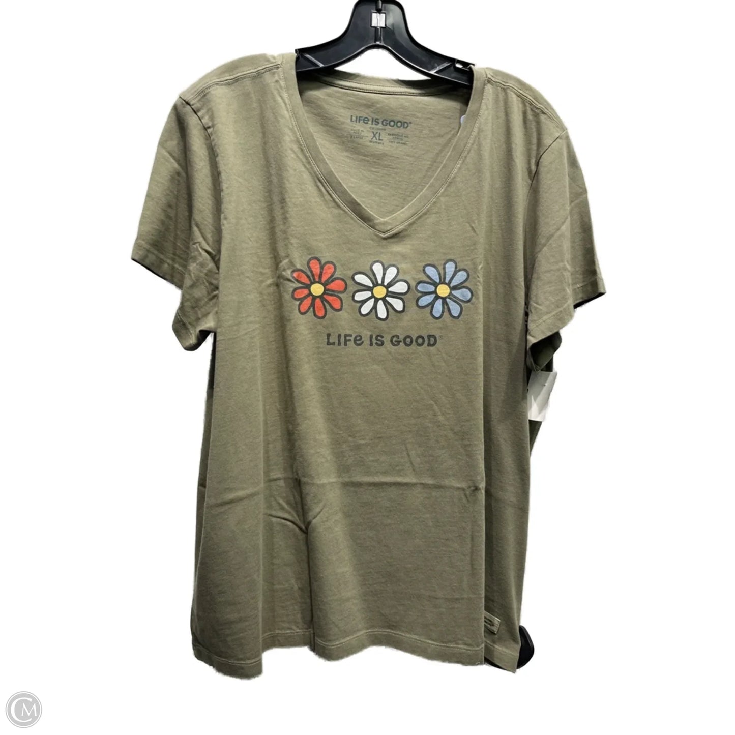 Top Short Sleeve Basic By Life Is Good In Green & Orange, Size: Xl