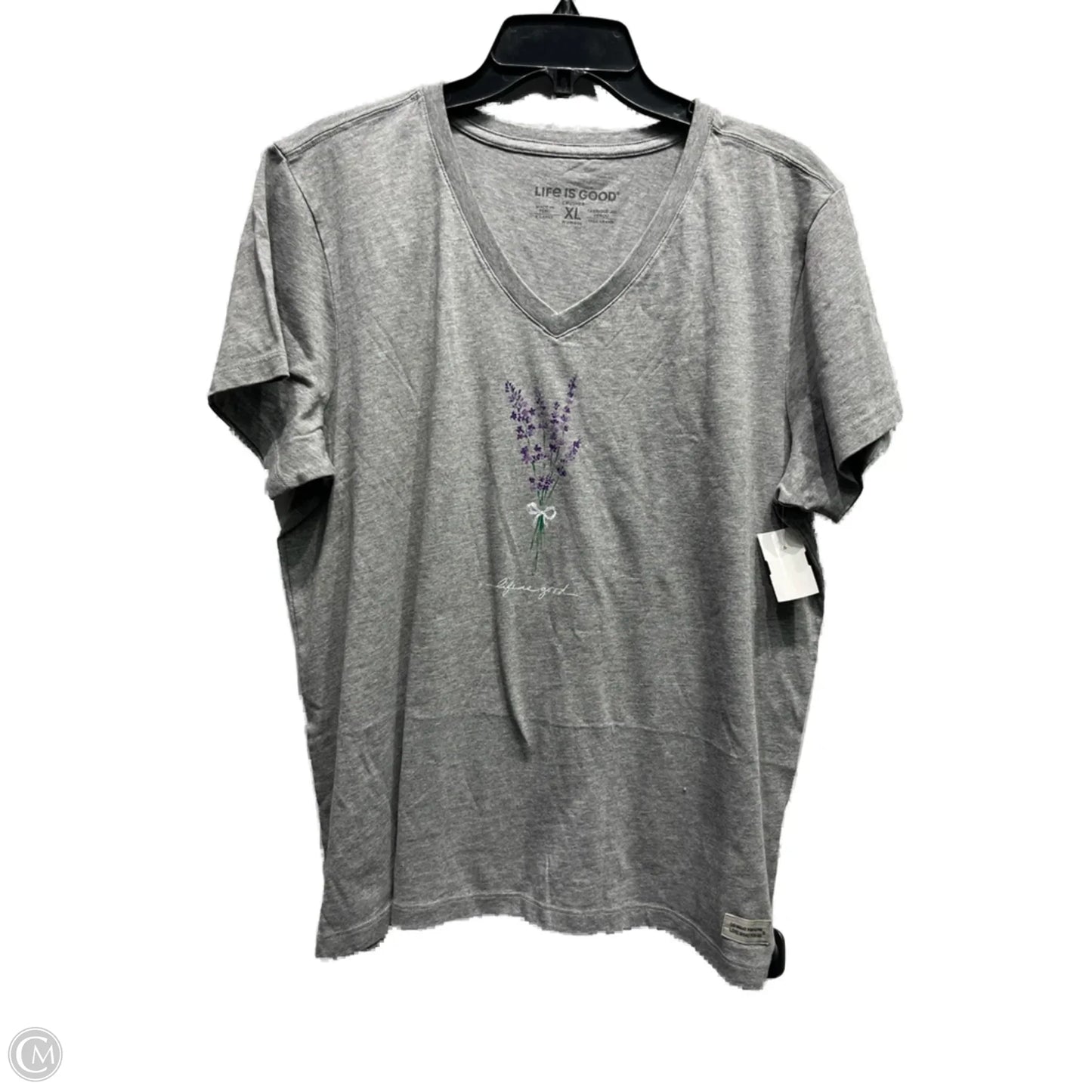 Top Short Sleeve Basic By Life Is Good In Grey & Purple, Size: Xl