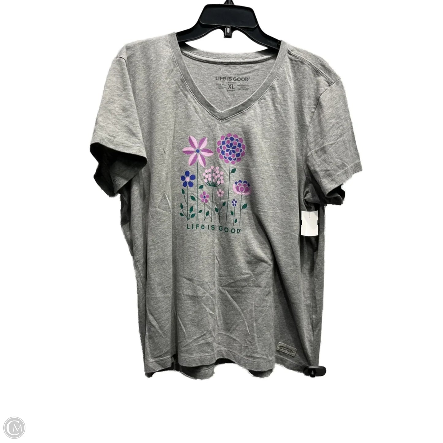 Top Short Sleeve Basic By Life Is Good In Grey & Purple, Size: Xl