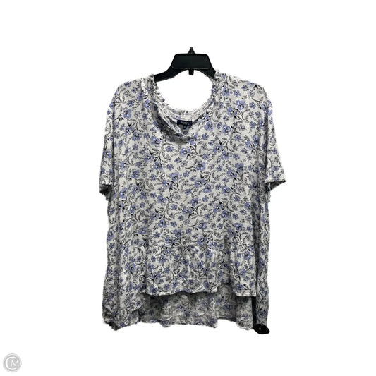 Top Short Sleeve By Angels In Blue & White, Size: 3x